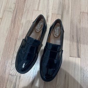 Black patten leather loafer